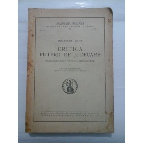  CRITICA  PUTERII  DE  JUDECARE (1940) -  IMMANUEL  KANT